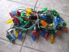 50 Warm colored Faceted C9 Christmas Lights on Green Wire