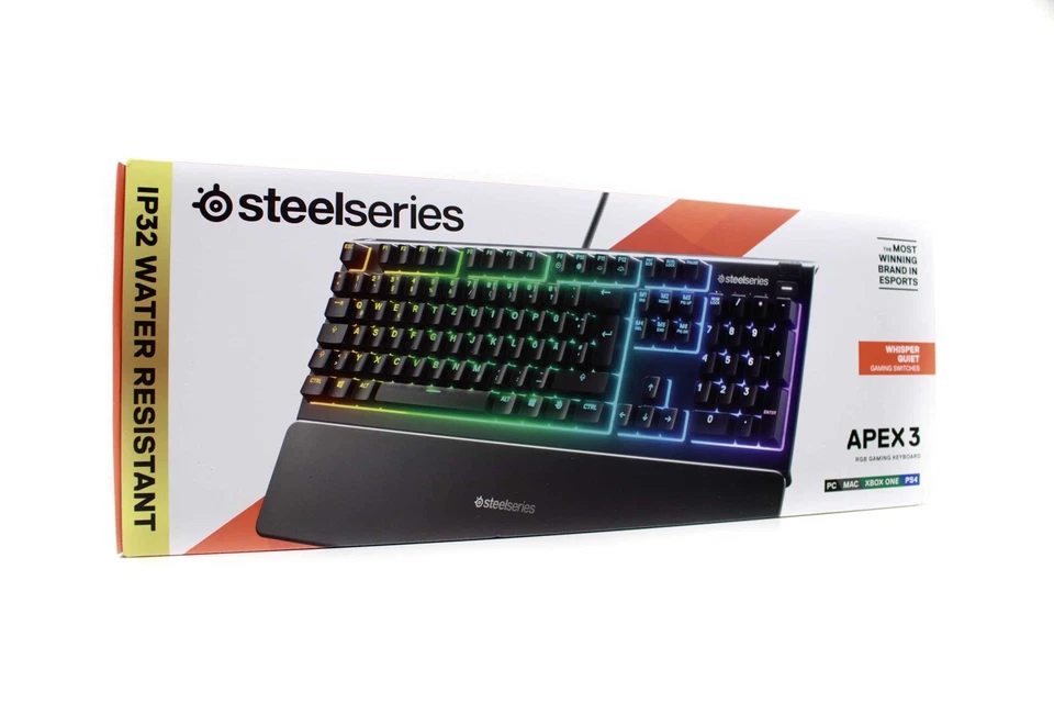 SteelSeries Apex 3 Gaming Keyboard IP32 Water Resistant For PC,MAC,XBOX ONE,PS4 - Image 3 of 3