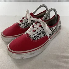 Vans Old Skool Red Classic Canvas Spell Out Skate Shoes Men's 8 Women's 9.5