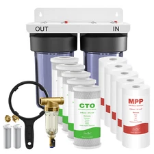 3-Stage Whole House Water Filter System 4.5"x10" Spin Down Cartridges Filtration