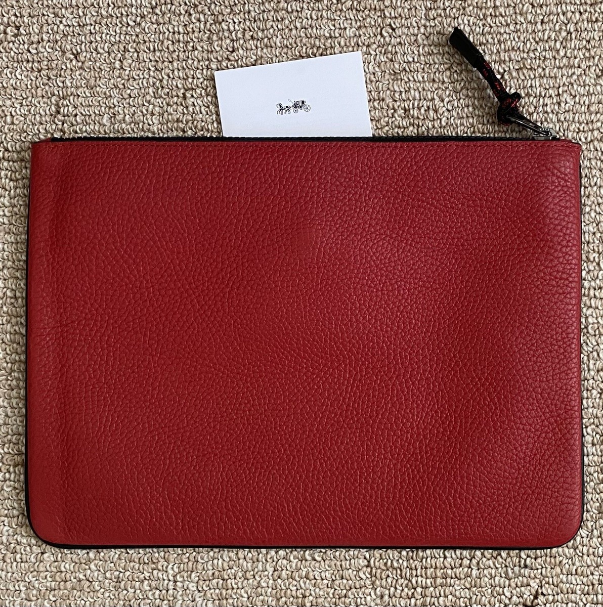 バッグ Coach Signature Accessory Pouch Bag Red Coach Mini Signature Cosmetic Large Zip Travel Bag Red/Brown