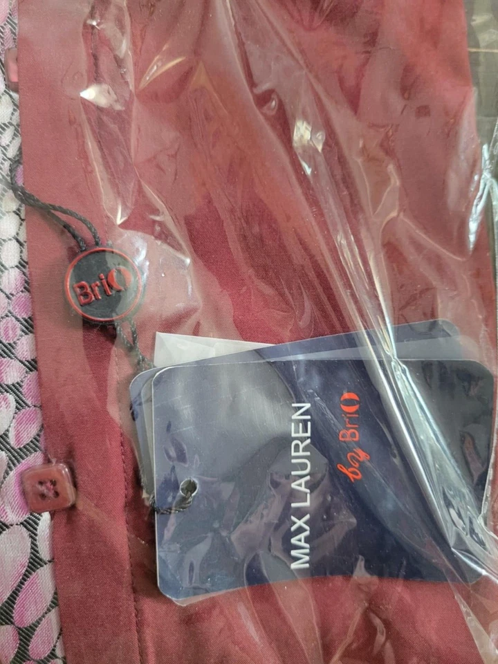 Camisa Max Lauren by Brio Abotonada Para Hombre Roja con Patrón de Serpiente Pequeña NUEVA Foto 3 de 4