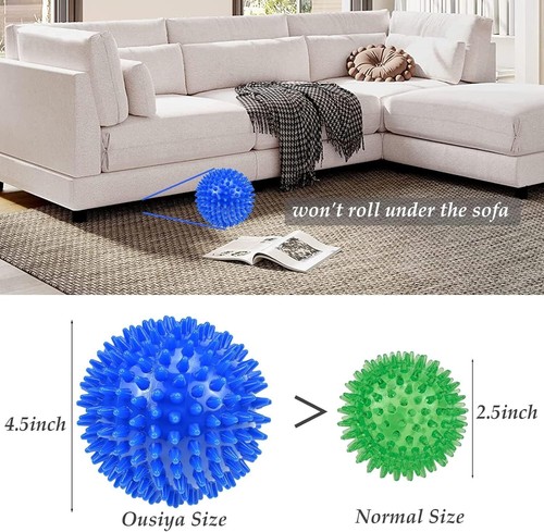 Squeaky 4.5" Spikey Dog Balls - Tough Toy for Large Aggressive Chewers, 2-Pack - Picture 4 of 9