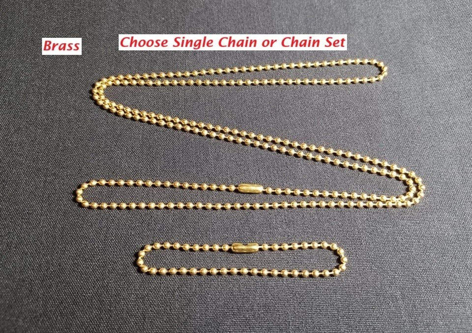 Military Army Navy Marine AF Dog Tag 2.4mm Ball Bead Chain or Chain Set ...