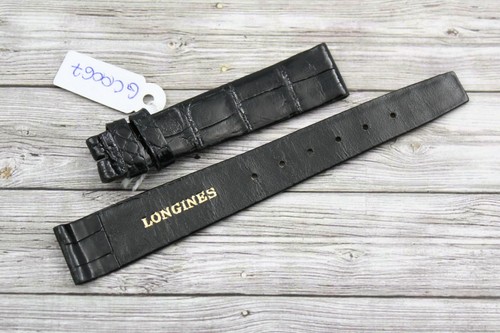 Cinturino Longines Vintage STOCK PROMO Vera Pelle Nero Lucido 15mm per  Fibbia | eBay