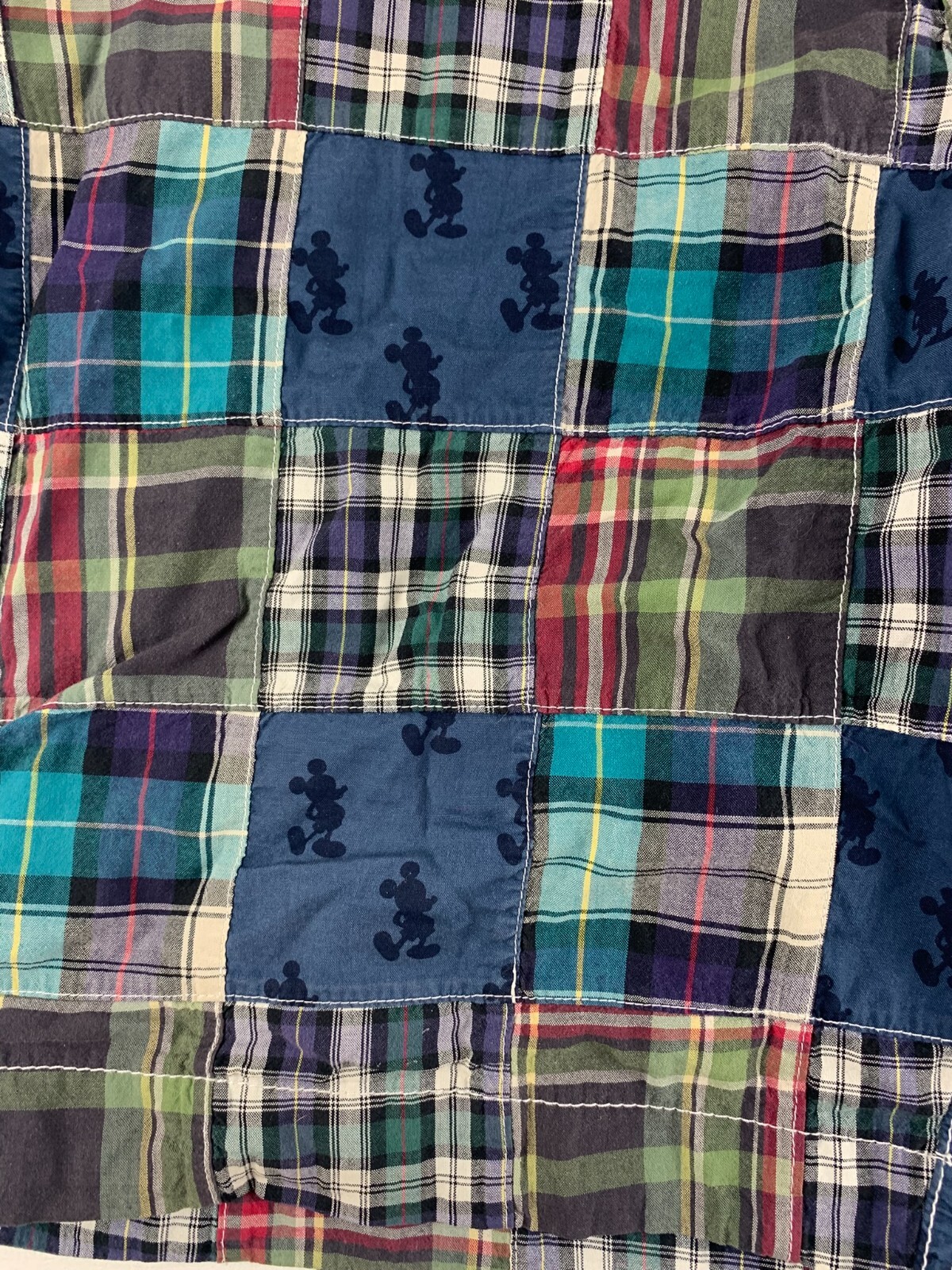 mickey mouse patchwork shorts disney world plaid … - image 3