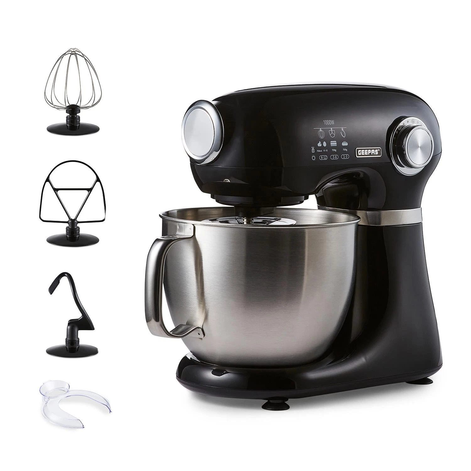 GEEPAS Stand Mixer 5L Mixing Bowl Beater Dough Hook 12 Speed 1000W Cake Mixer