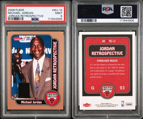 2008 Fleer Michael Jordan Retrospective #MJ-12 PSA 9 Mint Chicago Bulls Card