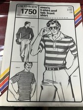 Vintage Stretch Sew Men s T-Shirt Tab Front Shirt Pattern 1970s Pattern 1750