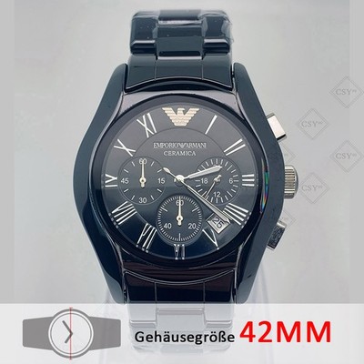  Emporio Armani Herren Uhr AR1400 Chronograph Schwarz Keramik Analog Herrenuhr