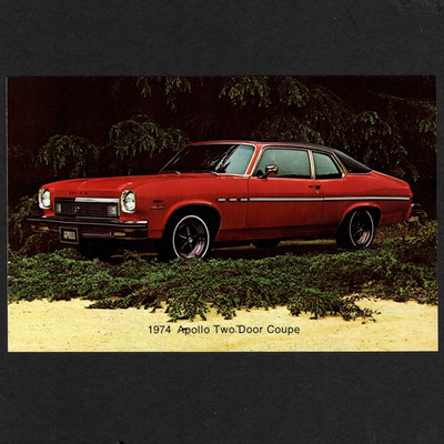 1974 Buick APOLLO 2-Door Coupe: Original Dealer Promo POSTCARD Unused VG+/Ex