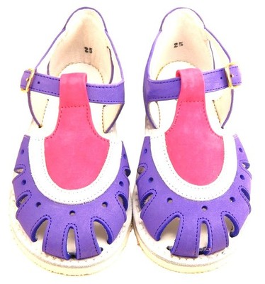 DE OSU -SPAIN -Girls Purple Pink Leather Fisherman Sandals - European Size 10-12