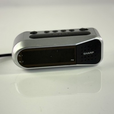 Sharp Digital Dual Alarm Clock SFC-100  LCD Display Snooze Silver Black Tested