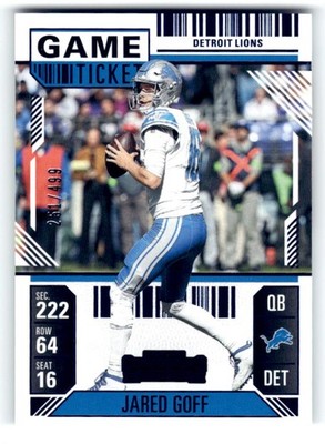 2024 Panini Contenders #31 Jared Goff Game Ticket Blue #/499