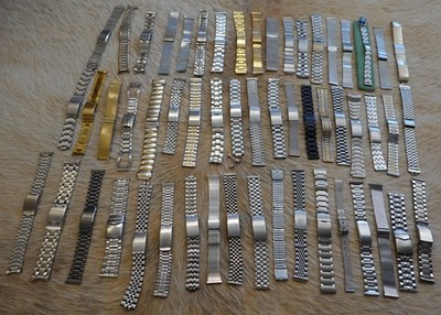 55 Stück großer POSTEN 18 20 22 mm Stahlband Uhrenband VINTAGE 70er Citizen etc