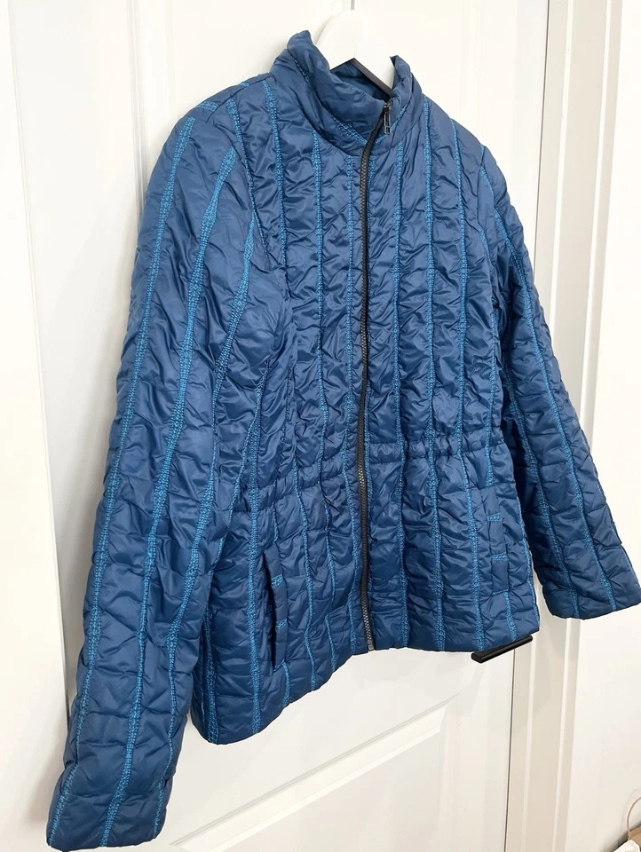 Cabi Poseidon Blue Full Zip Nylon Lined Winter Quilted Puffer Jacket Women’s M - Image 3 of 4