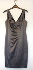 Debenhams Satin Party/Occasion/Evening Dress in Smoke Grey Design, Size 10
