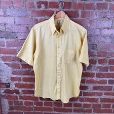 Vintage Arrow Cum Laude Shirt Mens 16 Yellow Short Sleeve Button Sanforized 60s