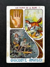 1900 Art Nouveau Palm Reading Teching #2 Card  Fortune Telling Palmistry Occult