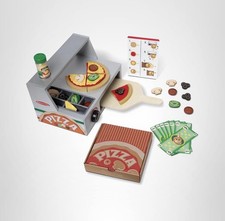 Melissa  Doug Top  Bake Wooden Pizza Counter Playset With Play Food Toy Pizza