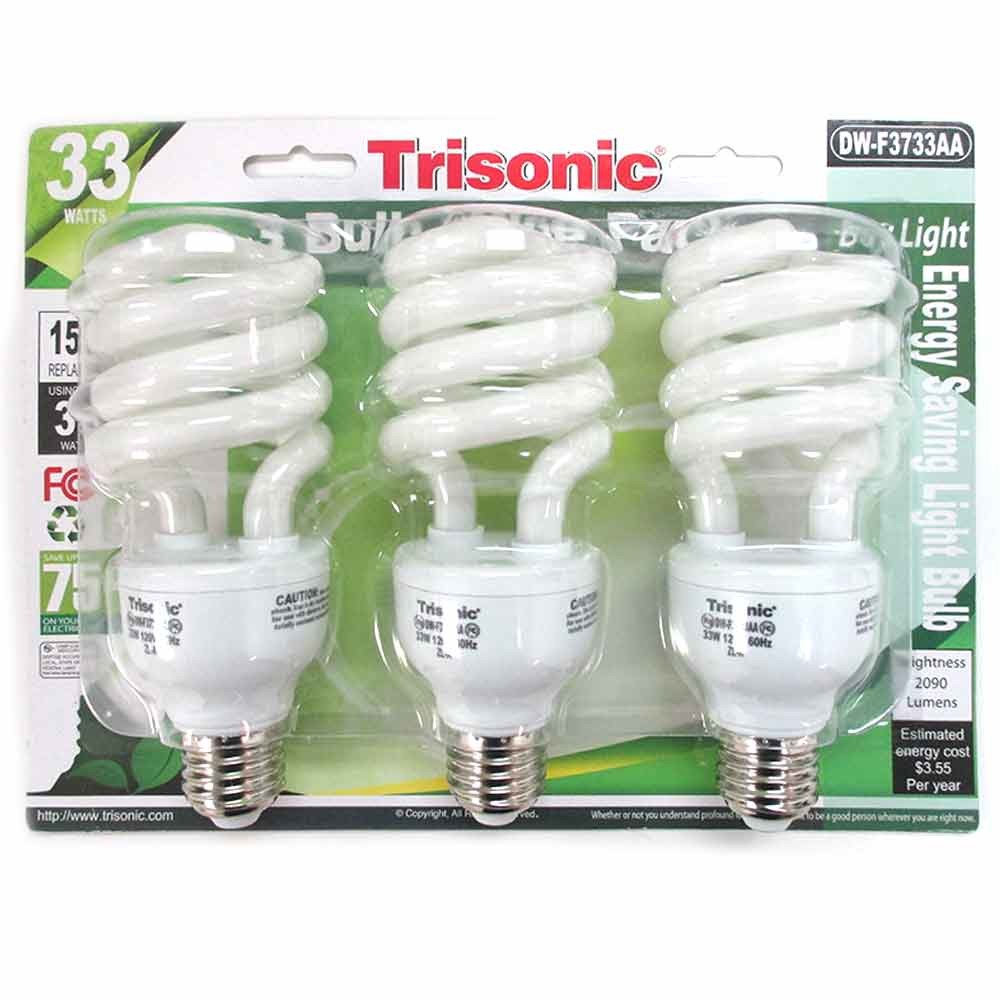 3 Pc Daylight Light Bulb Energy 150 Watts White Compact Fluo