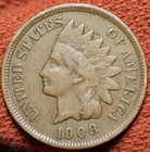 1908 Indian Cent 1C Copper Coin VF Nice Coin