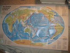 THE EARTH'S FRACTURED SURFACE EARTHQUAKE FAULTS MAP National Geographic 1995