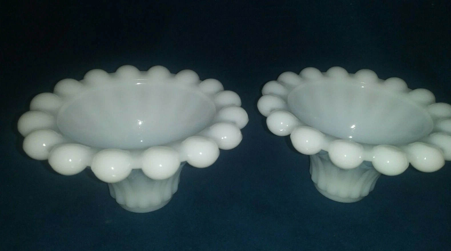Hobnail Boopie WHITE MILK GLASS Candle Holders   Stands   Set Lot