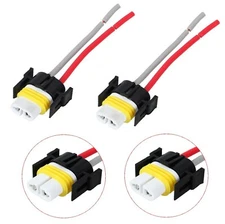 Wire Pigtail Female Ceramic S H11 Two Harness Head Light Low Beam Socket Plug OE