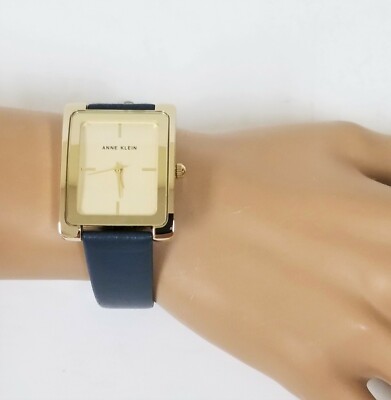NEW ANNE KLEIN GOLD TONE,TEAL BLUE LEATHER BAND,WATCH AK  display picture 1