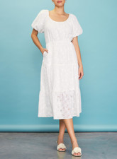 Skies Are Blue- Puffed Sleeve Tiered Midi Dress - FINAL SALE ITEM