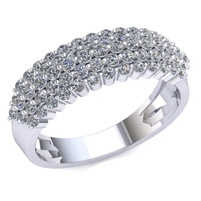 Ehering 0,75 kt Rundschliff Diamant 5-reihig einzelne gemeinsame Krappe massiv 10 K Gold