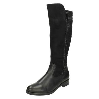 Ladies Remonte Boots Black Combi Leather With Patterned Detail: D8577
