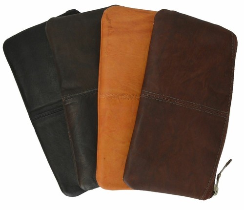Large Leather Zippered Coin Change Purse Womens Ladies Tan Bills Cards Etc New - Picture 3 of 4