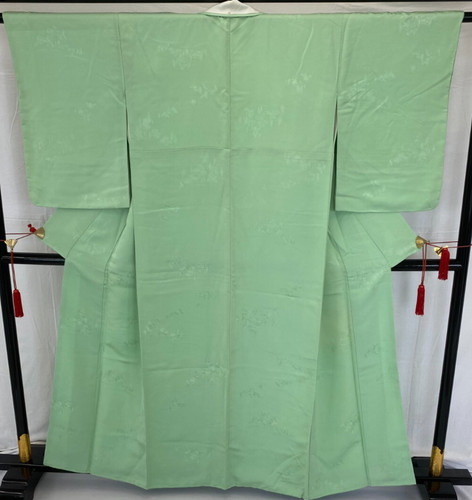Japanese Vintage Kimono silk green komon expensive tradition Height 61.41in