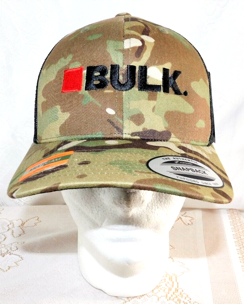 NWT Yupoong BULK Camo Black Mesh American Flag MultiCam Snapback Hunting  Cap Hat