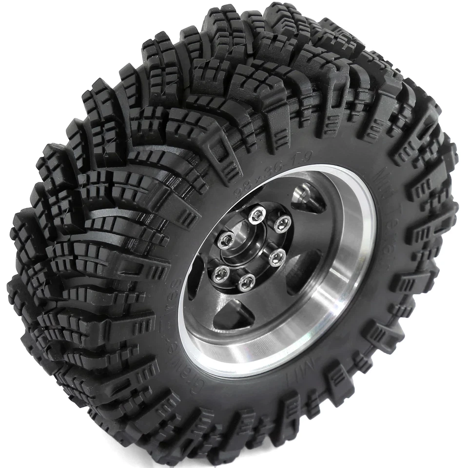 Juego de llantas de goma Beadlock de metal de 1,9" para coche sobre orugas de radiocontrol de 1/10 TRX4 RC4WD Foto 4 de 4