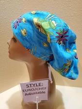 Frogs Women's  Euro/Chef Surgical Scrub Hat/Cap Handmade