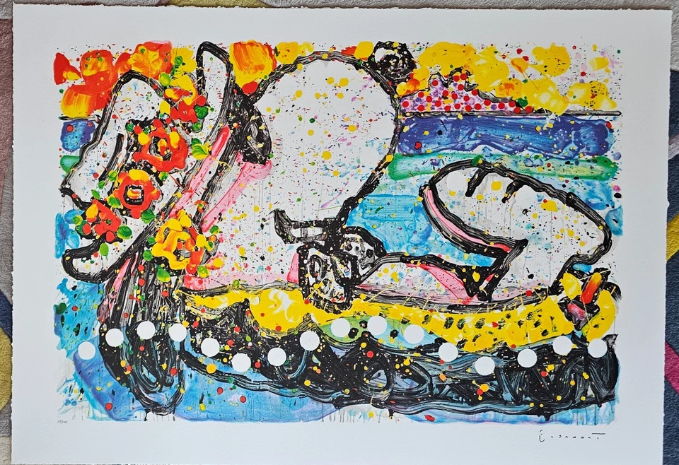 Litografia assinada à mão TOM EVERHART Chillin Snoopy cão PEANUTS quadrinhos arte pop - Imagem 4 de 4