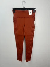 Xersion Dark Orange Warm Leggings Women's Sz Small Full Length Fitted Pockets