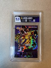 LeBron James 2020-21 Hoops Lights Camera Action Purple Explosion 9.5 HGA Graded