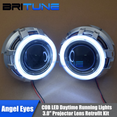 3.0'' HID Bi-xenon Projector Lens LED Daytime Running Lights COB Angel Eyes Halo