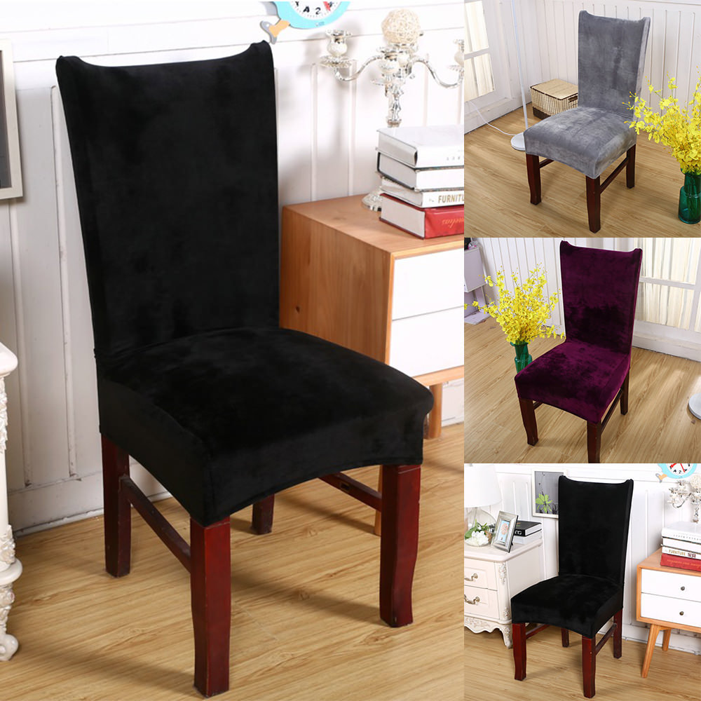 Soft Stretch Fox Velvet Pile Fabric Dining Room Home Removable Chair