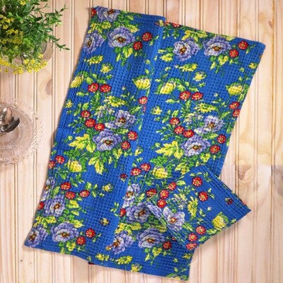 April Cornell Penny's Patio Floral Tea Towel Set of 2 Blue Green Red