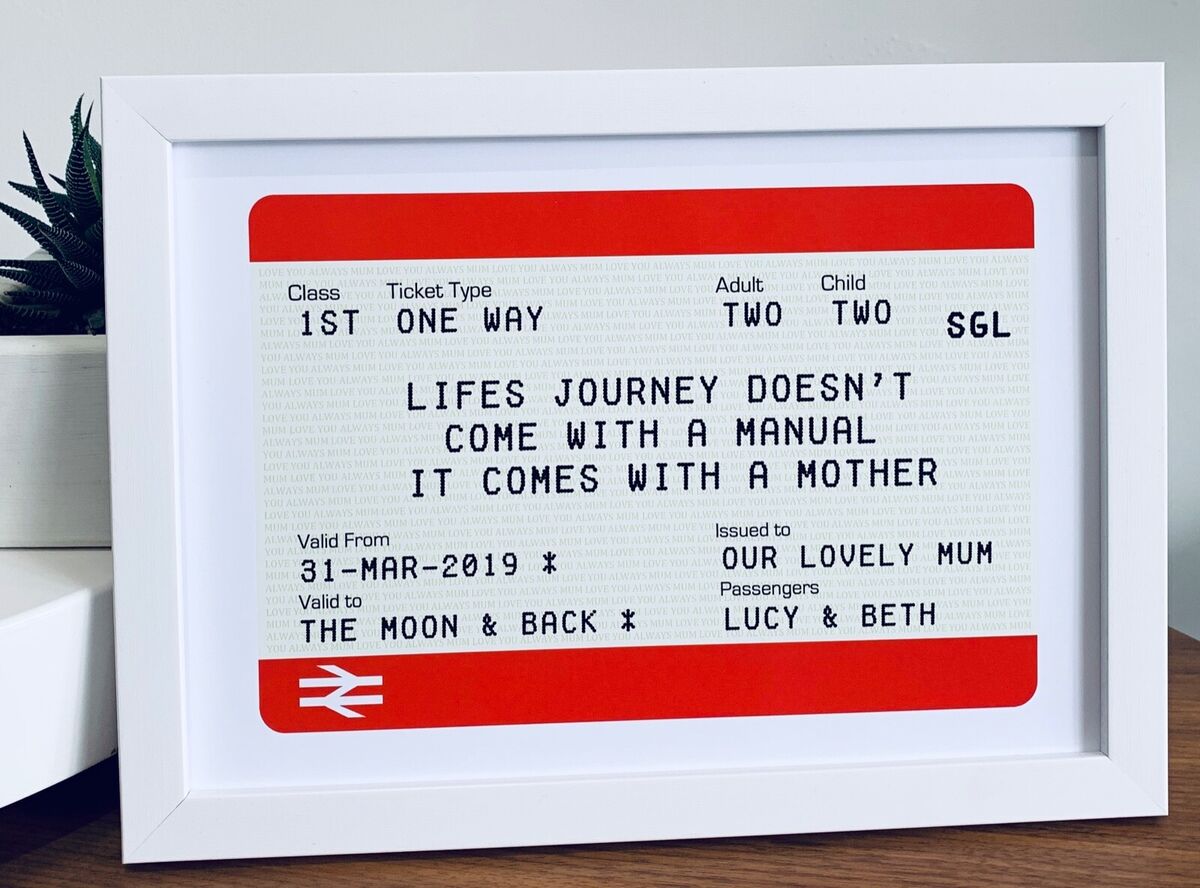 Personalised Train Ticket Print Personalised Wedding Gift 