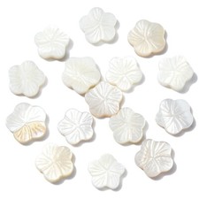 30x Natural Shell White Flower Loose Spacer Beads for Jewelry DIY Craft Making