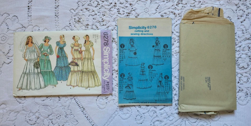 1970s Vintage Sewing Pattern Simplicity 6278 Women's Boho Wedding Dress Size 8 - Image 2 of 3
