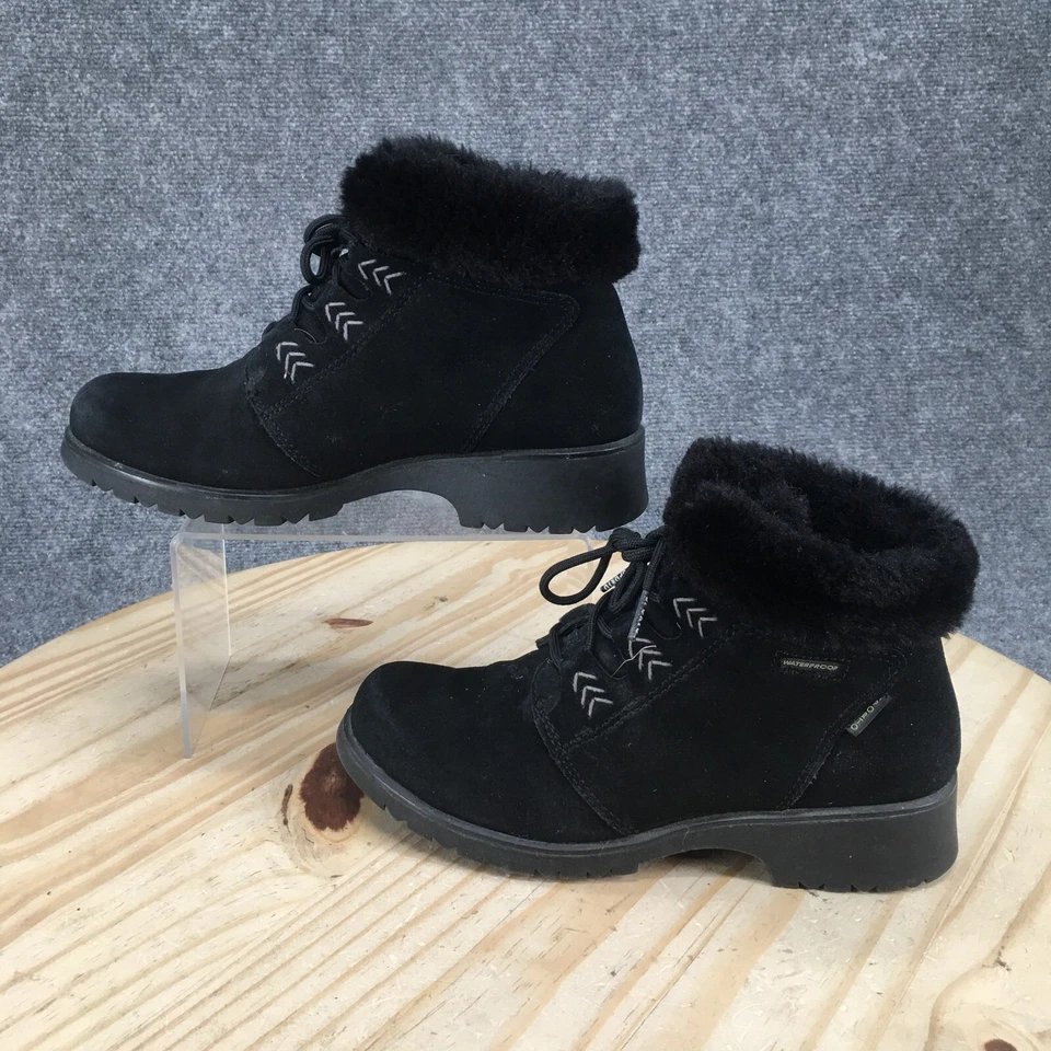 Sporto Boots Womens 8 M Ankle Winter Casual Black Leather Lace Up Faux Fur - Image 2 of 4