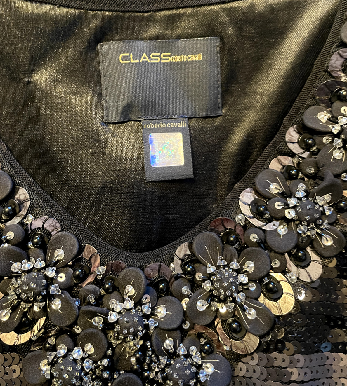 Authentic CLASS ROBERTO CAVALLI SEQUIN Dress Blac… - image 11