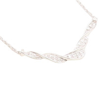 925 Sterling Silver Genuine Diamonds Shiny Twist Chain Necklace NE1940